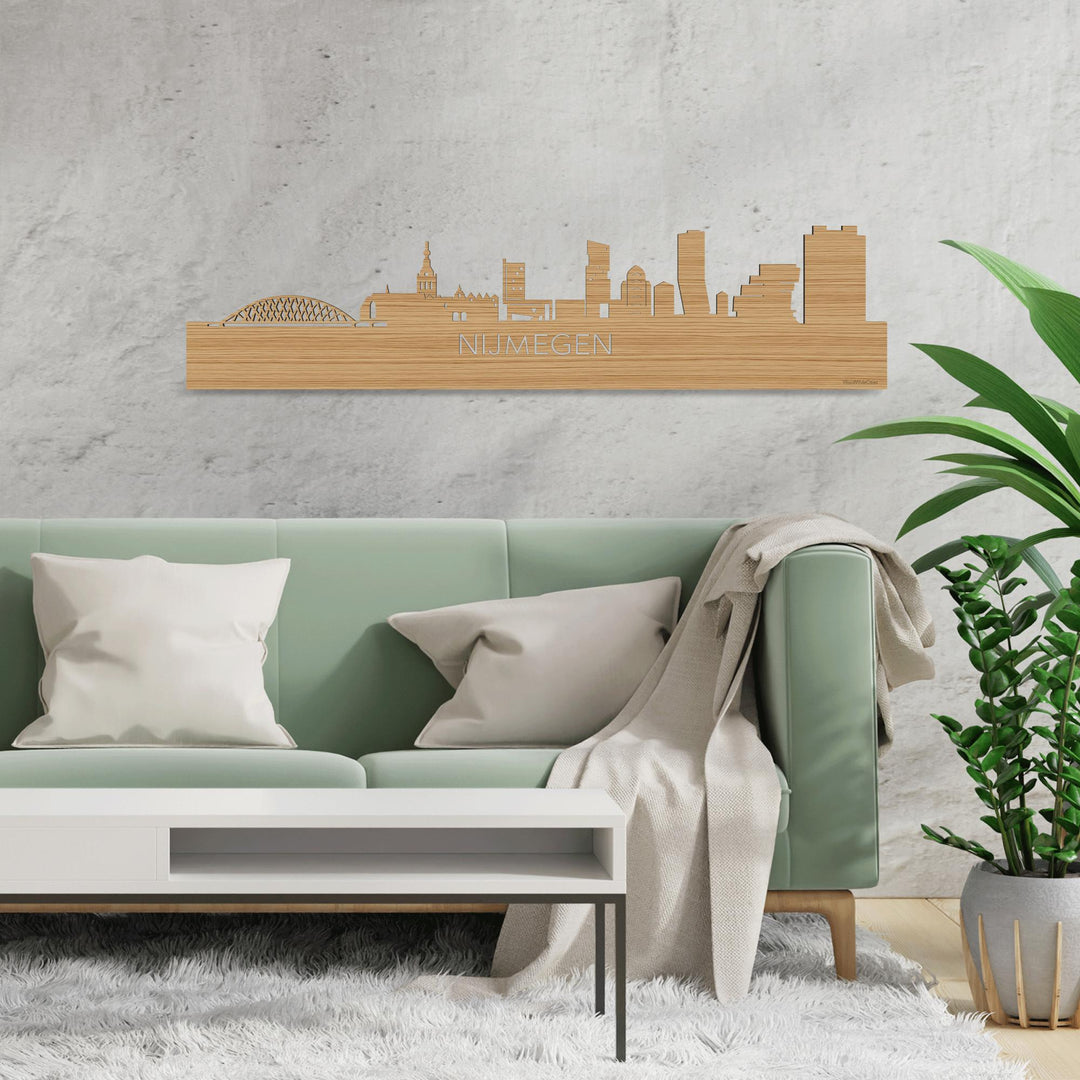Skyline Nijmegen Bamboe houten cadeau decoratie relatiegeschenk van WoodWideCities