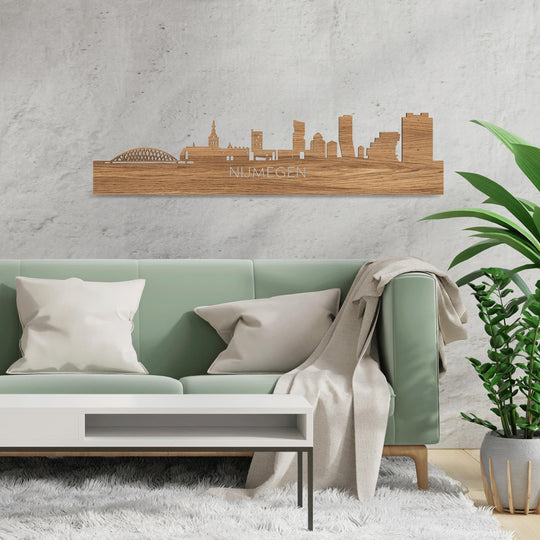 Skyline Nijmegen Eiken houten cadeau decoratie relatiegeschenk van WoodWideCities
