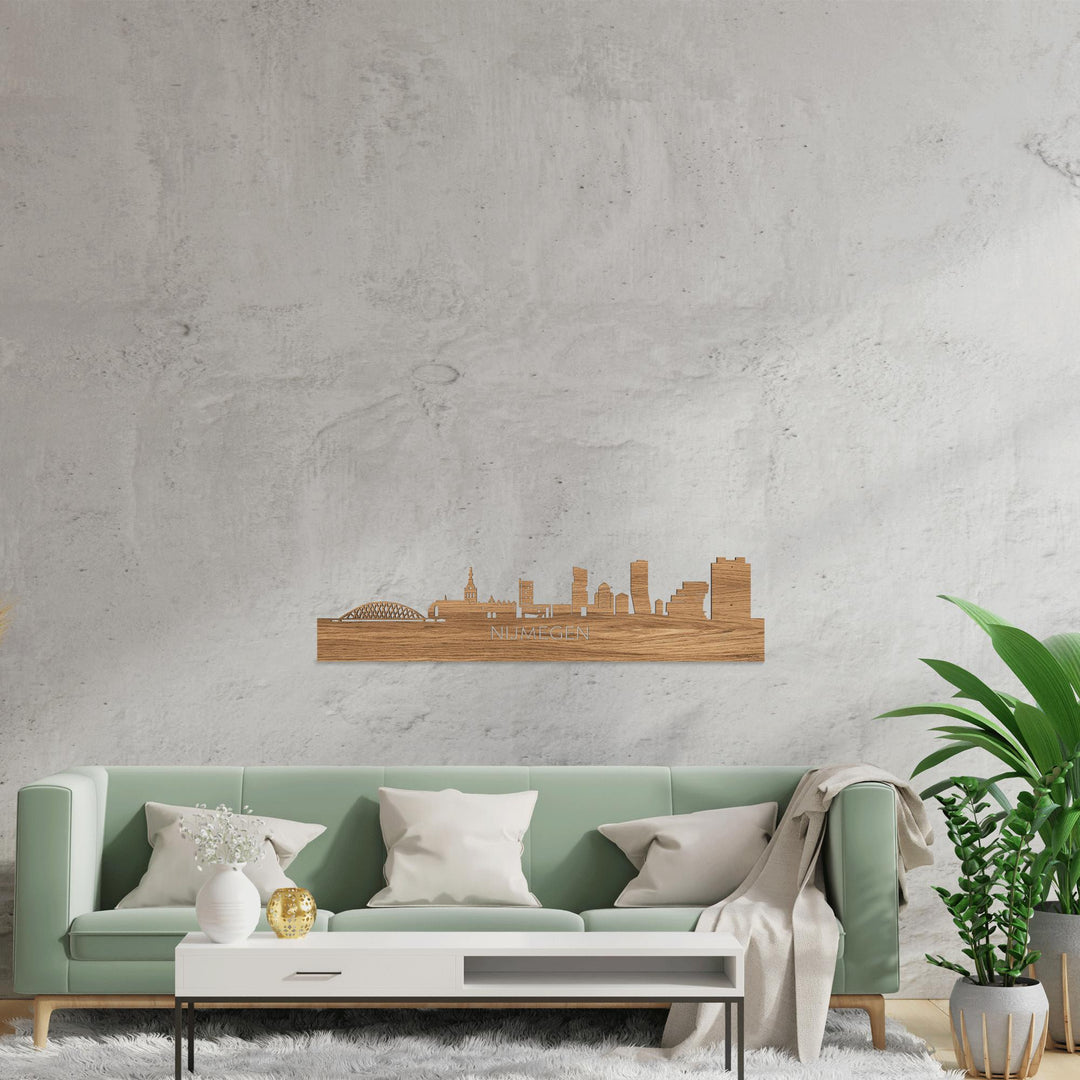 Skyline Nijmegen Eiken houten cadeau decoratie relatiegeschenk van WoodWideCities