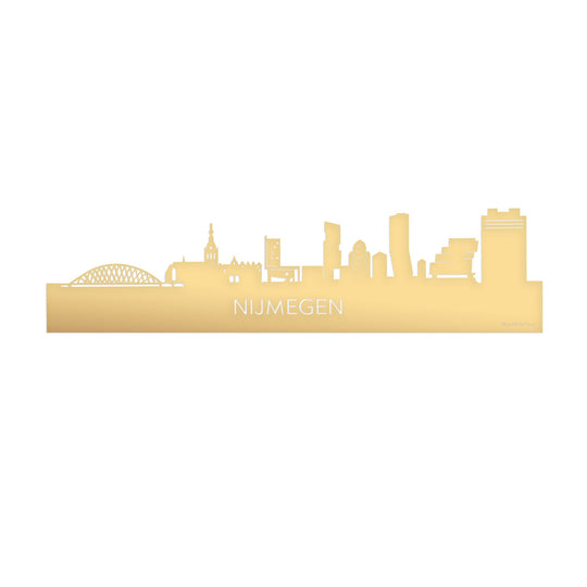 Skyline Nijmegen Metallic Goud gerecycled kunststof cadeau decoratie relatiegeschenk van WoodWideCities