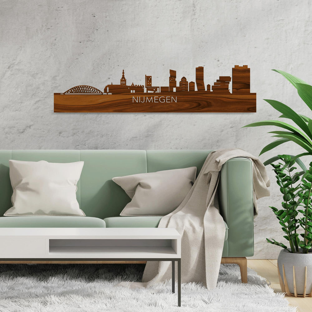 Skyline Nijmegen Palissander houten cadeau decoratie relatiegeschenk van WoodWideCities