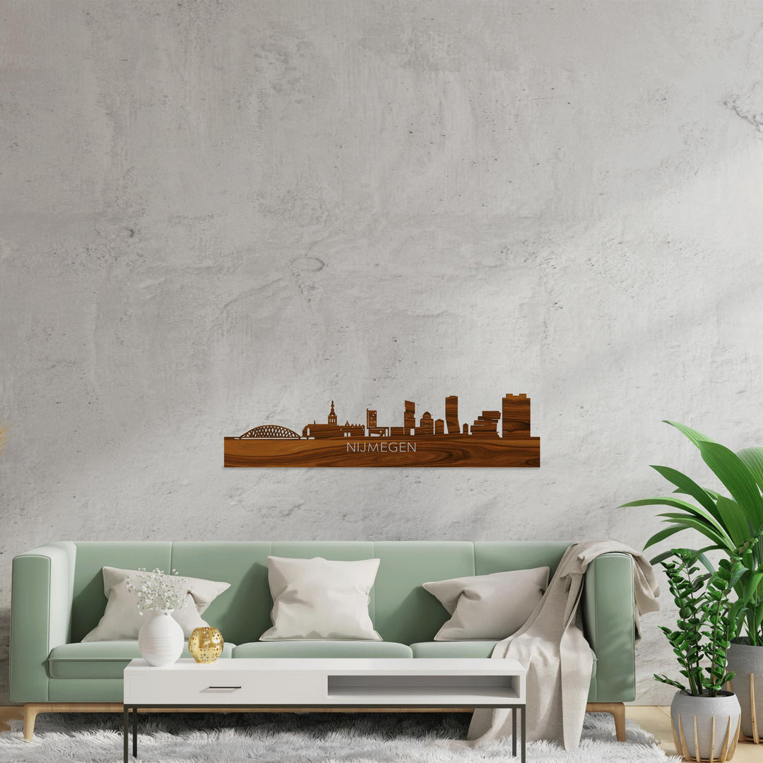 Skyline Nijmegen Palissander houten cadeau decoratie relatiegeschenk van WoodWideCities