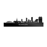 Skyline Nijmegen Zwart glanzend gerecycled kunststof cadeau decoratie relatiegeschenk van WoodWideCities