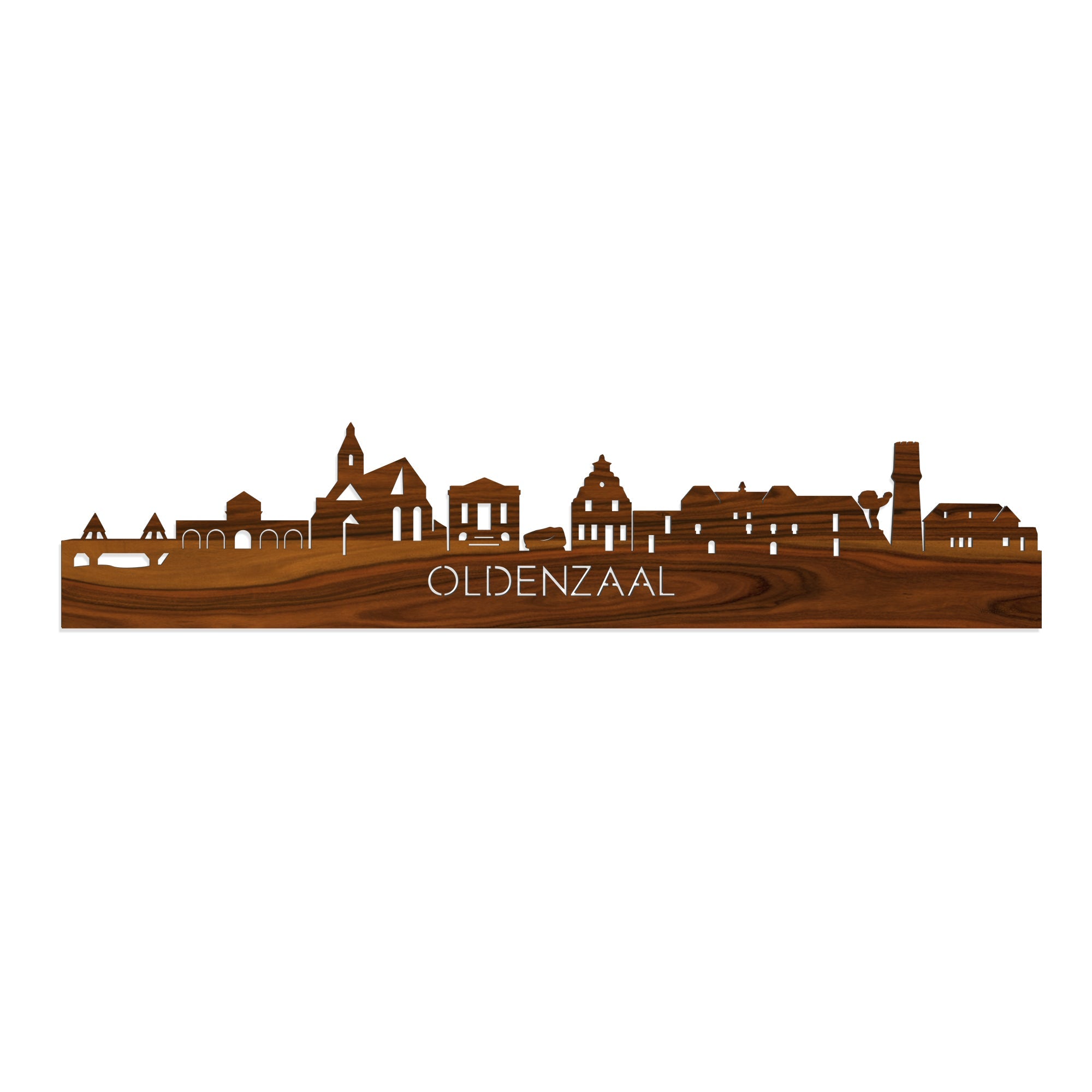 Skyline Oldenzaal Palissander houten cadeau decoratie relatiegeschenk van WoodWideCities