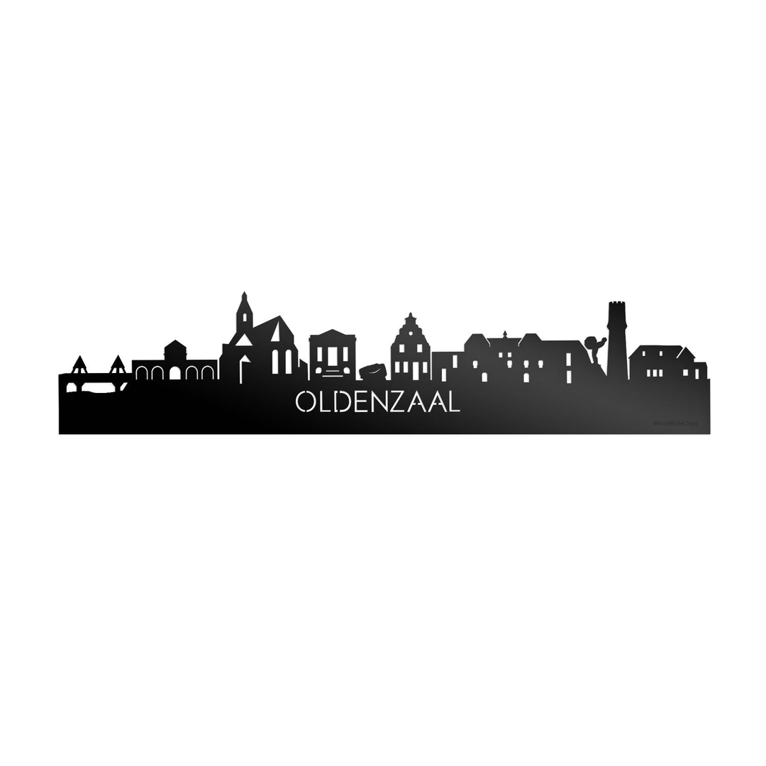 Skyline Oldenzaal Zwart glanzend gerecycled kunststof cadeau decoratie relatiegeschenk van WoodWideCities