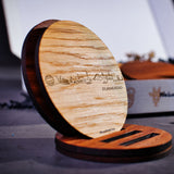 Skyline Onderzetters Purmerend Eiken en noten houten cadeau decoratie relatiegeschenk van WoodWideCities