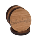Skyline Onderzetters Stadskanaal Eiken en noten houten cadeau decoratie relatiegeschenk van WoodWideCities