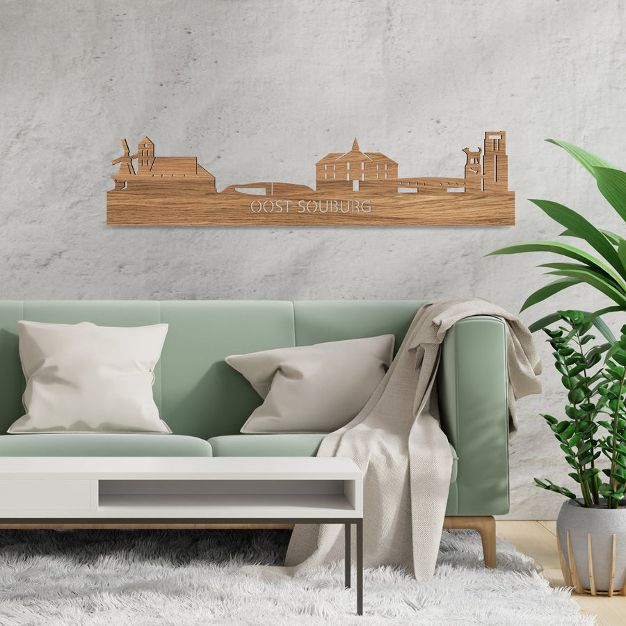 Skyline Oost-Souburg Eiken houten cadeau decoratie relatiegeschenk van WoodWideCities