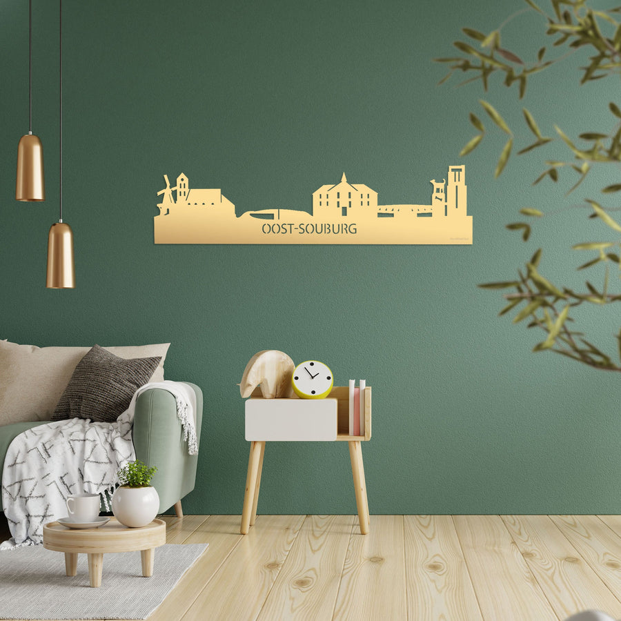 Skyline Oost-Souburg Metallic Goud gerecycled kunststof cadeau decoratie relatiegeschenk van WoodWideCities