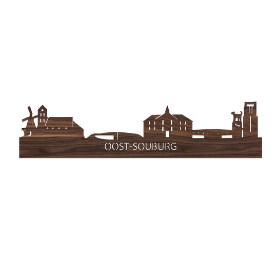 Skyline Oost-Souburg Noten houten cadeau decoratie relatiegeschenk van WoodWideCities
