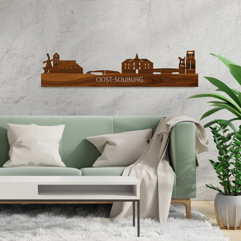 Skyline Oost-Souburg Palissander houten cadeau decoratie relatiegeschenk van WoodWideCities