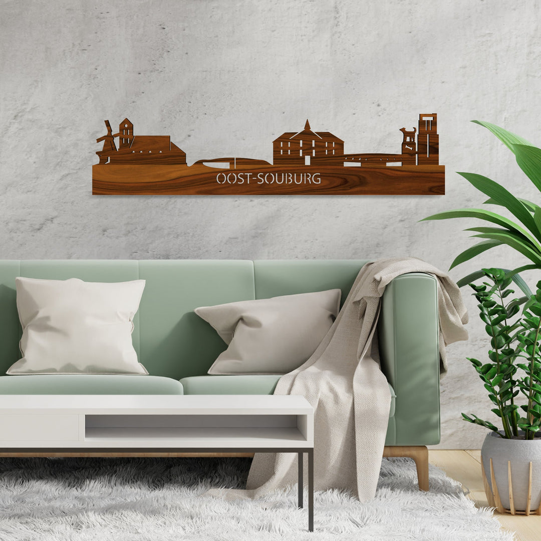 Skyline Oost-Souburg Palissander houten cadeau decoratie relatiegeschenk van WoodWideCities