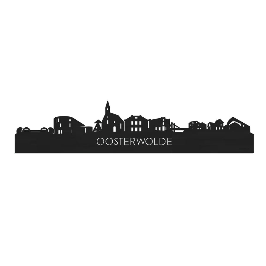 Skyline Oosterwolde Zwart houten cadeau decoratie relatiegeschenk van WoodWideCities