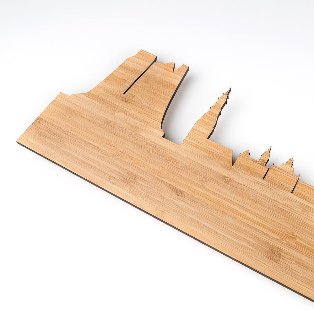 Skyline Groningen Bamboe houten cadeau decoratie relatiegeschenk van WoodWideCities