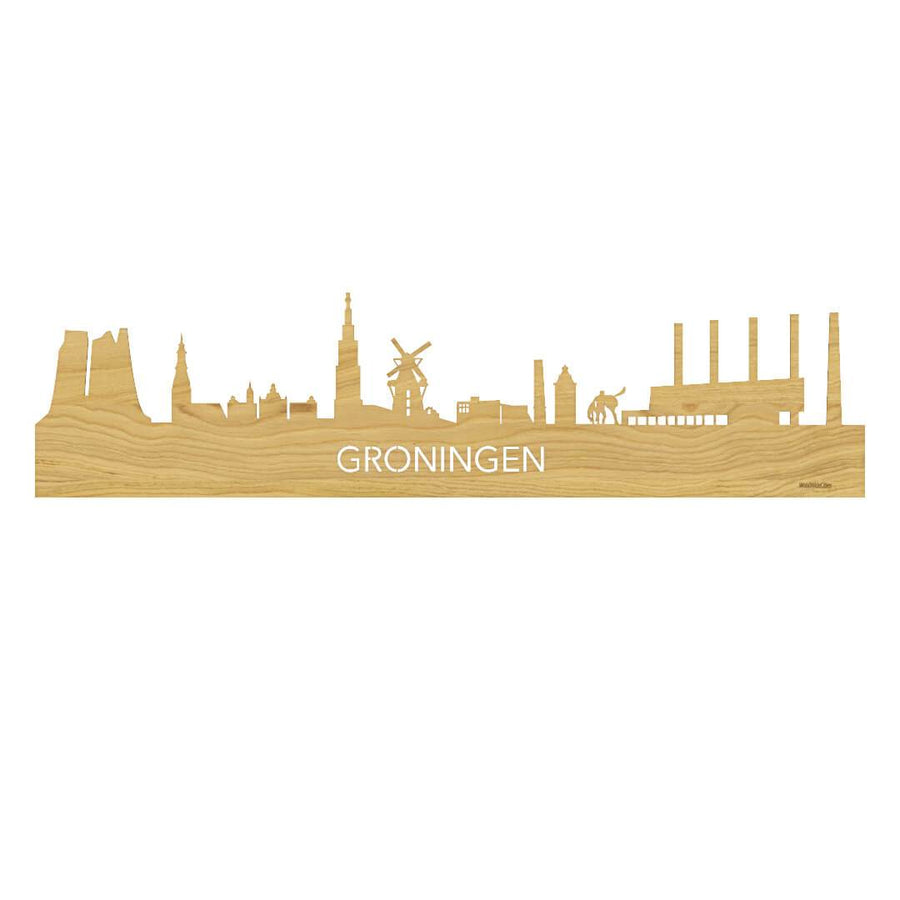 Skyline Oud Groningen Bamboe houten cadeau decoratie relatiegeschenk van WoodWideCities