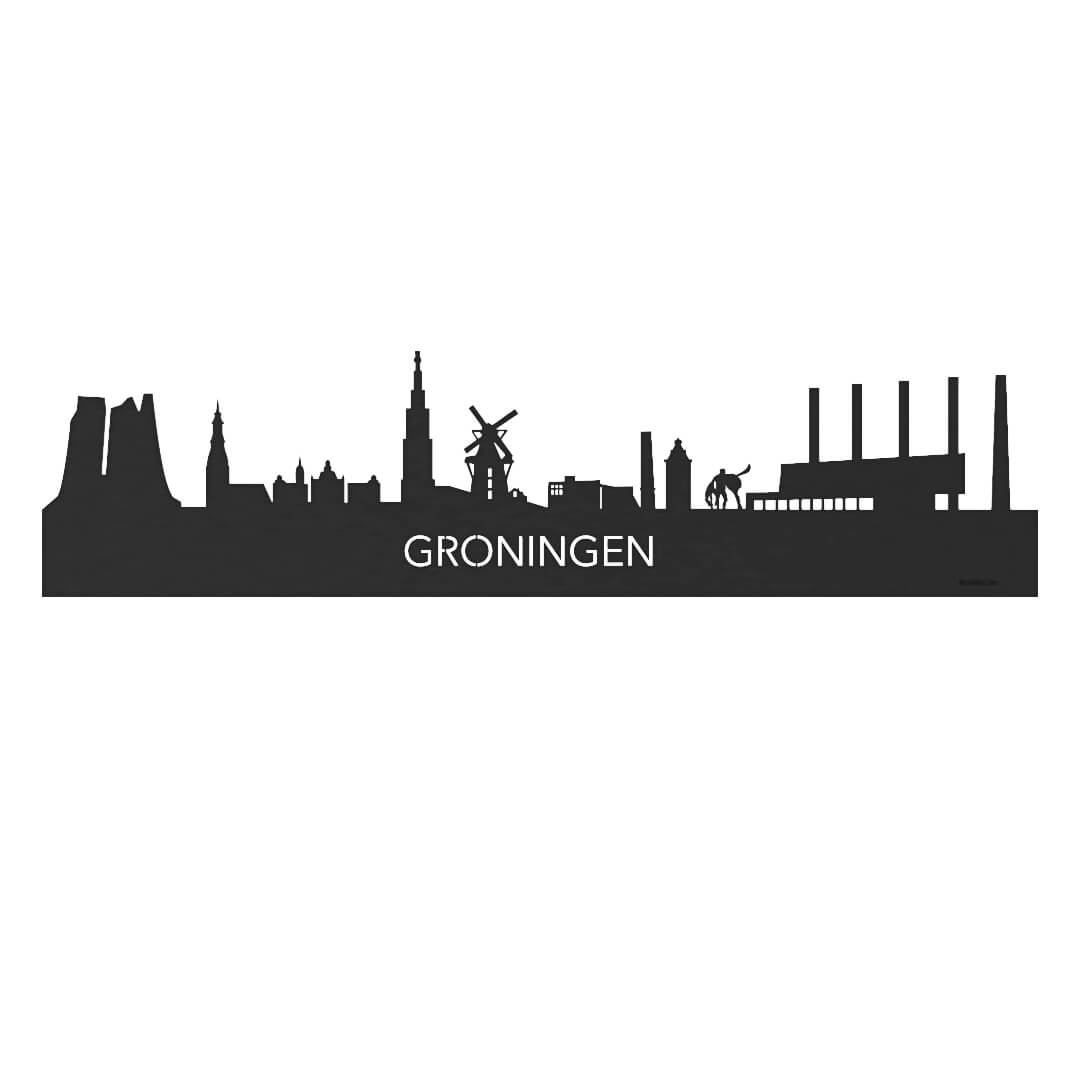 Skyline Oud Groningen Black houten cadeau decoratie relatiegeschenk van WoodWideCities