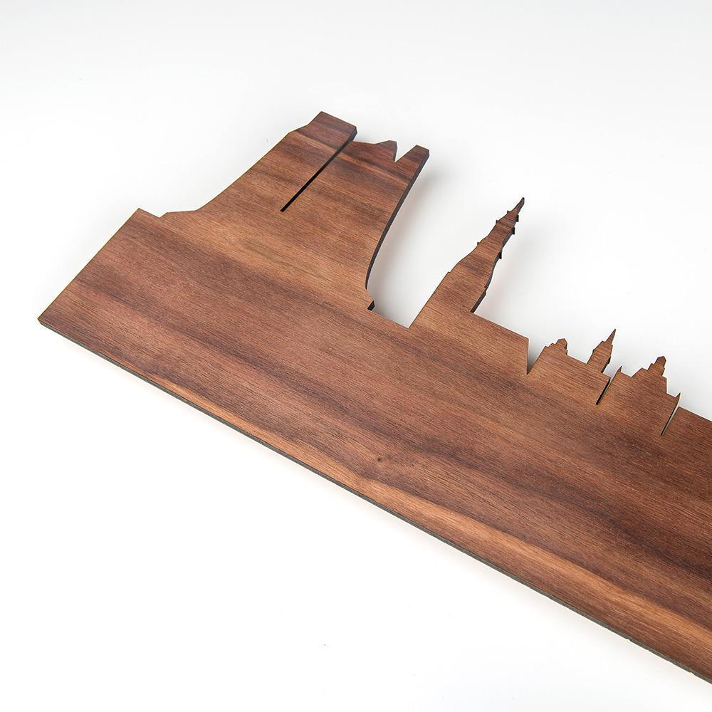 Skyline Groningen Noten houten cadeau decoratie relatiegeschenk van WoodWideCities