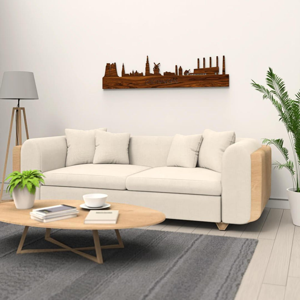 Skyline Oud Groningen Palissander houten cadeau decoratie relatiegeschenk van WoodWideCities
