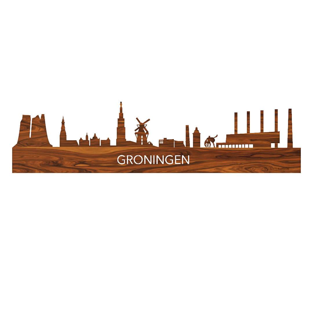 Skyline Oud Groningen Palissander houten cadeau decoratie relatiegeschenk van WoodWideCities