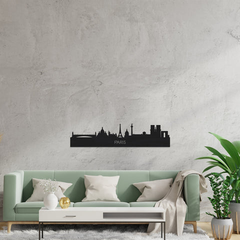 Skyline Parijs Zwart houten cadeau decoratie relatiegeschenk van WoodWideCities