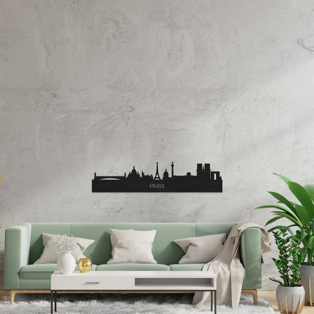 Skyline Parijs Zwart houten cadeau decoratie relatiegeschenk van WoodWideCities