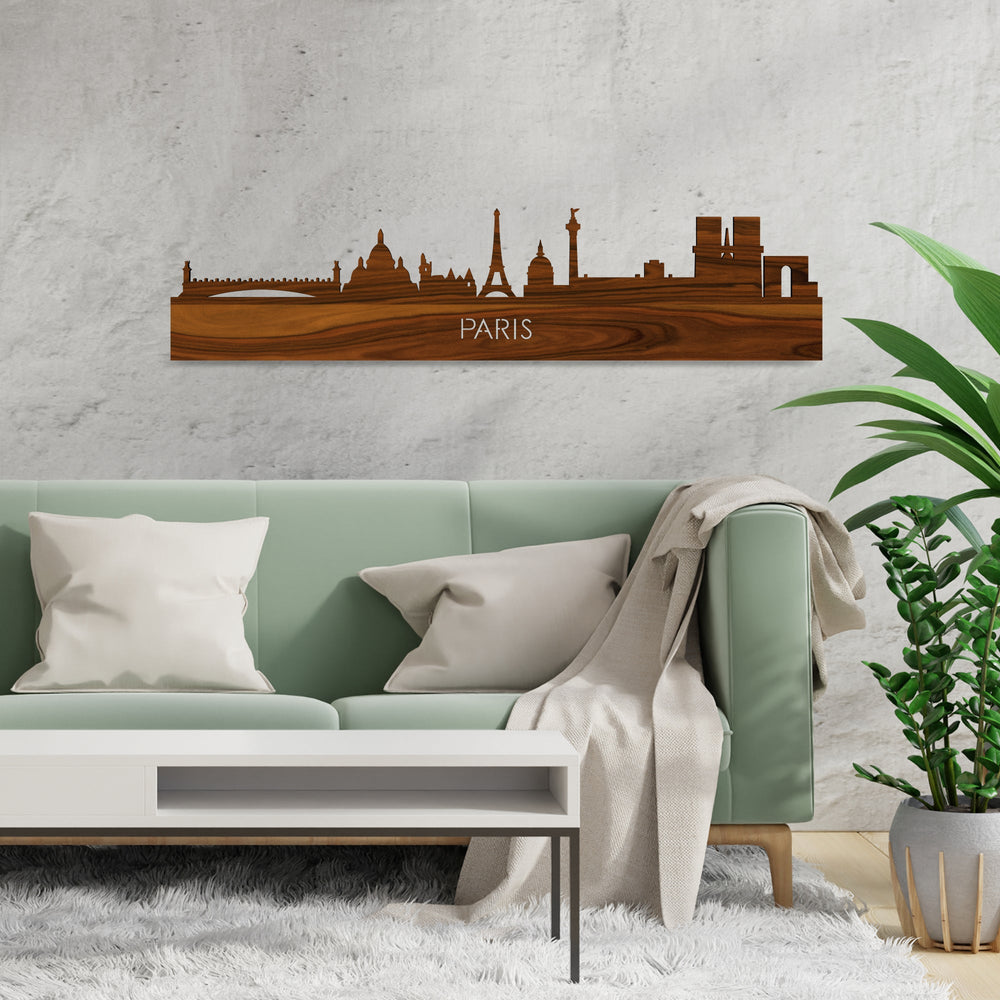Skyline Parijs Palissander houten cadeau decoratie relatiegeschenk van WoodWideCities
