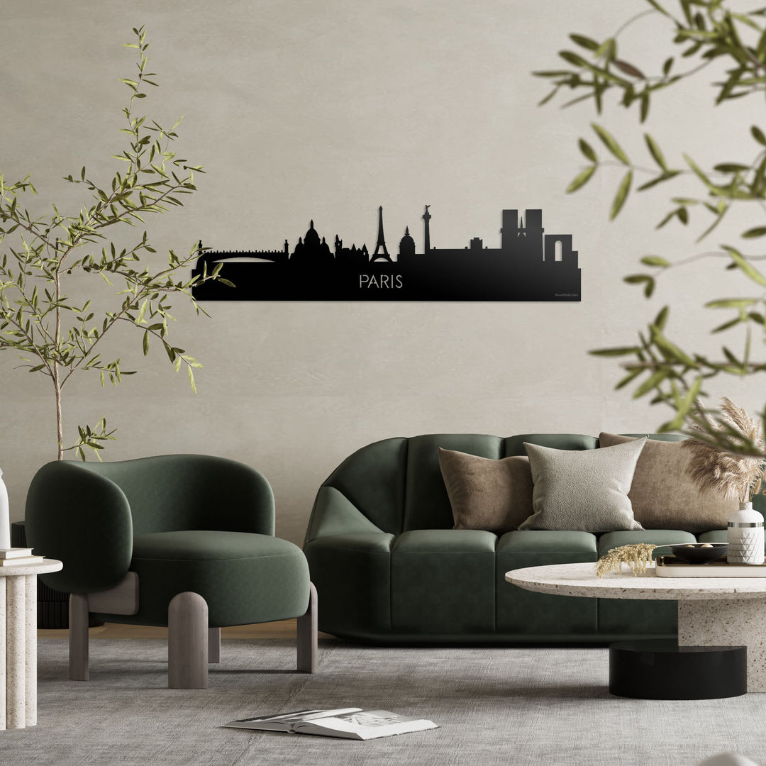 Skyline Parijs Zwart glanzend gerecycled kunststof cadeau decoratie relatiegeschenk van WoodWideCities