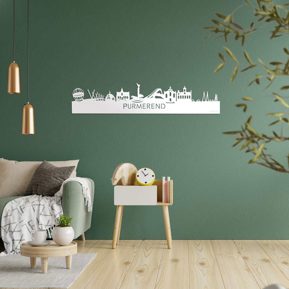 Skyline Purmerend Wit glanzend gerecycled kunststof cadeau decoratie relatiegeschenk van WoodWideCities