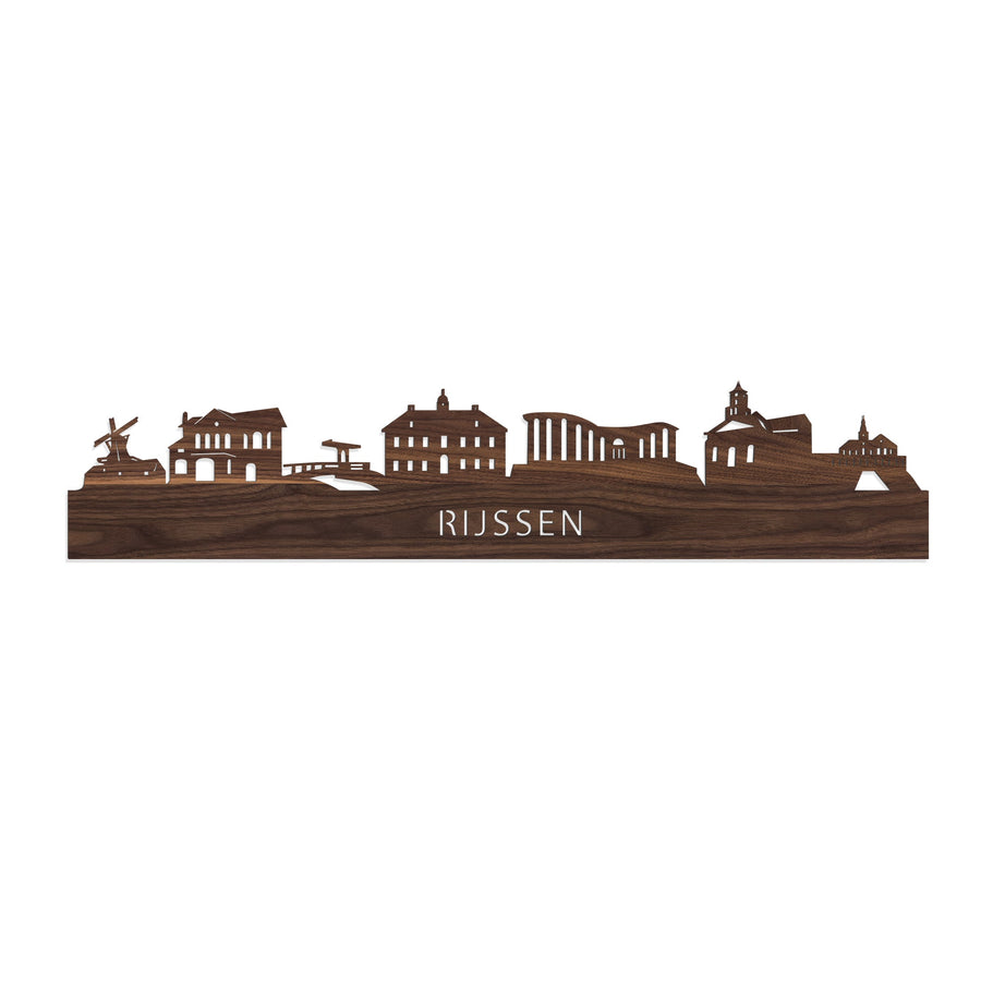 Skyline Rijssen Noten houten cadeau decoratie relatiegeschenk van WoodWideCities