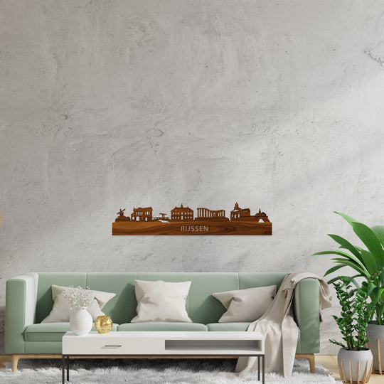 Skyline Rijssen Palissander houten cadeau decoratie relatiegeschenk van WoodWideCities