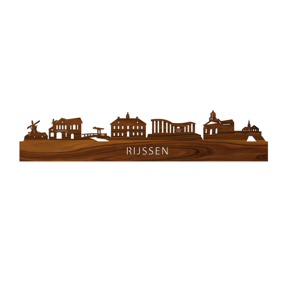 Skyline Rijssen Palissander houten cadeau decoratie relatiegeschenk van WoodWideCities