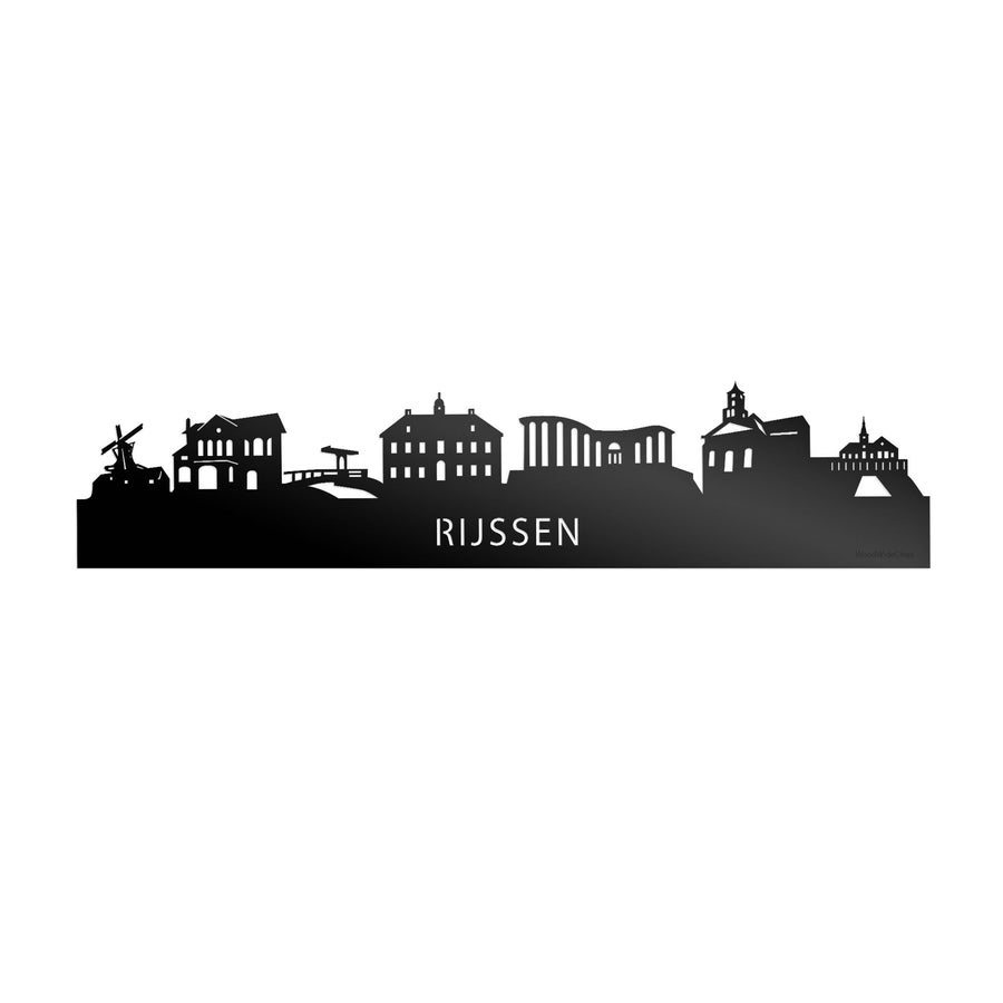Skyline Rijssen Zwart glanzend gerecycled kunststof cadeau decoratie relatiegeschenk van WoodWideCities