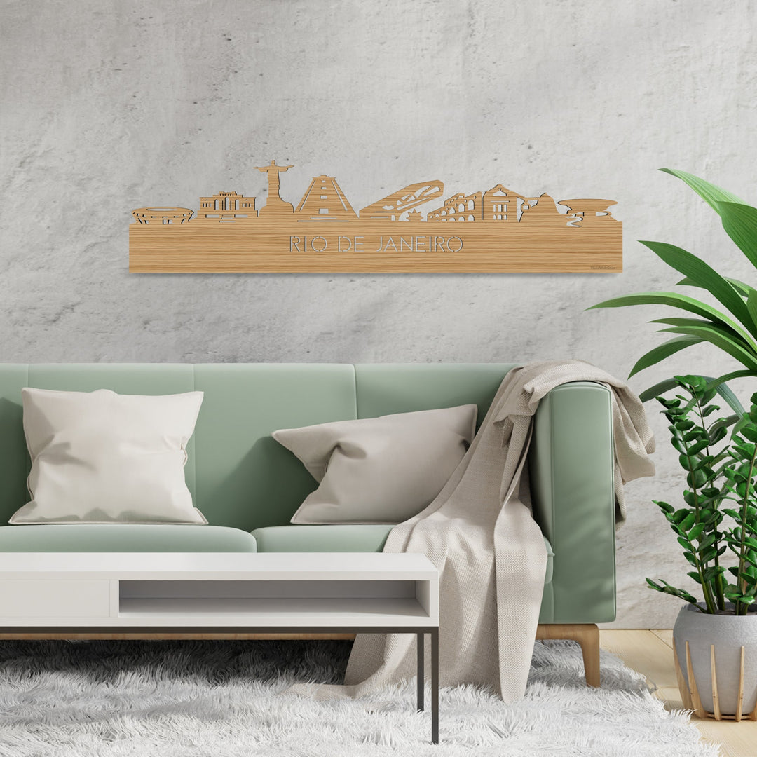 Skyline Rio de Janeiro Bamboe houten cadeau decoratie relatiegeschenk van WoodWideCities