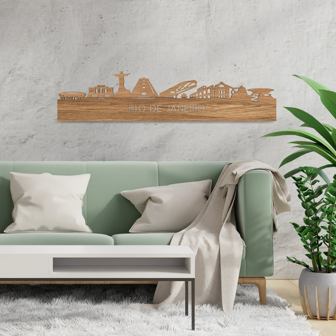 Skyline Rio de Janeiro Eiken houten cadeau decoratie relatiegeschenk van WoodWideCities