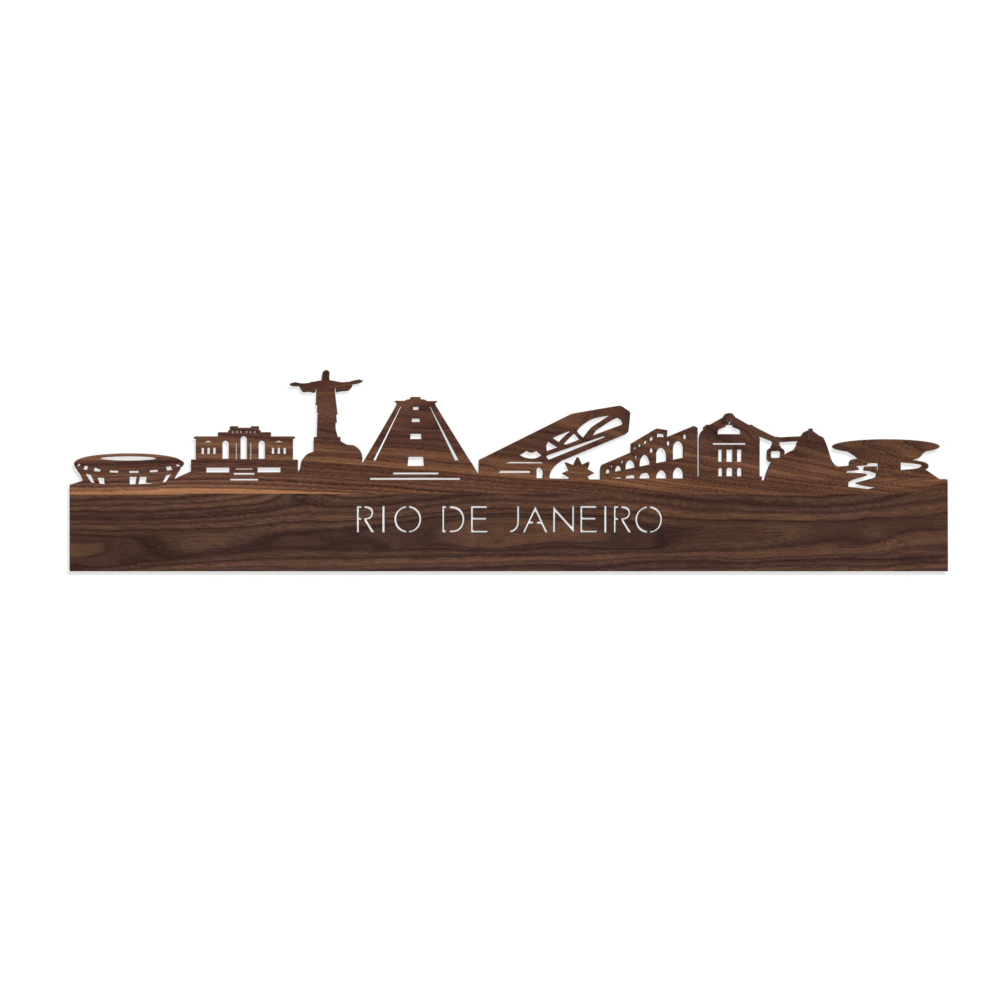 Skyline Rio de Janeiro Noten houten cadeau decoratie relatiegeschenk van WoodWideCities