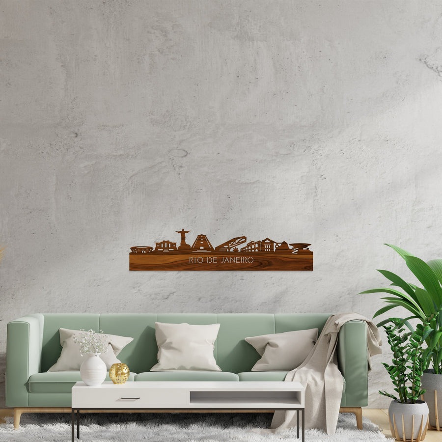 Skyline Rio de Janeiro Palissander houten cadeau decoratie relatiegeschenk van WoodWideCities