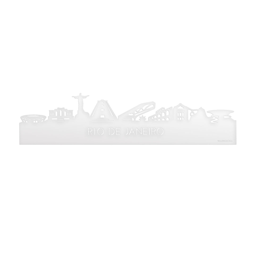 Skyline Rio de Janeiro Wit glanzend gerecycled kunststof cadeau decoratie relatiegeschenk van WoodWideCities