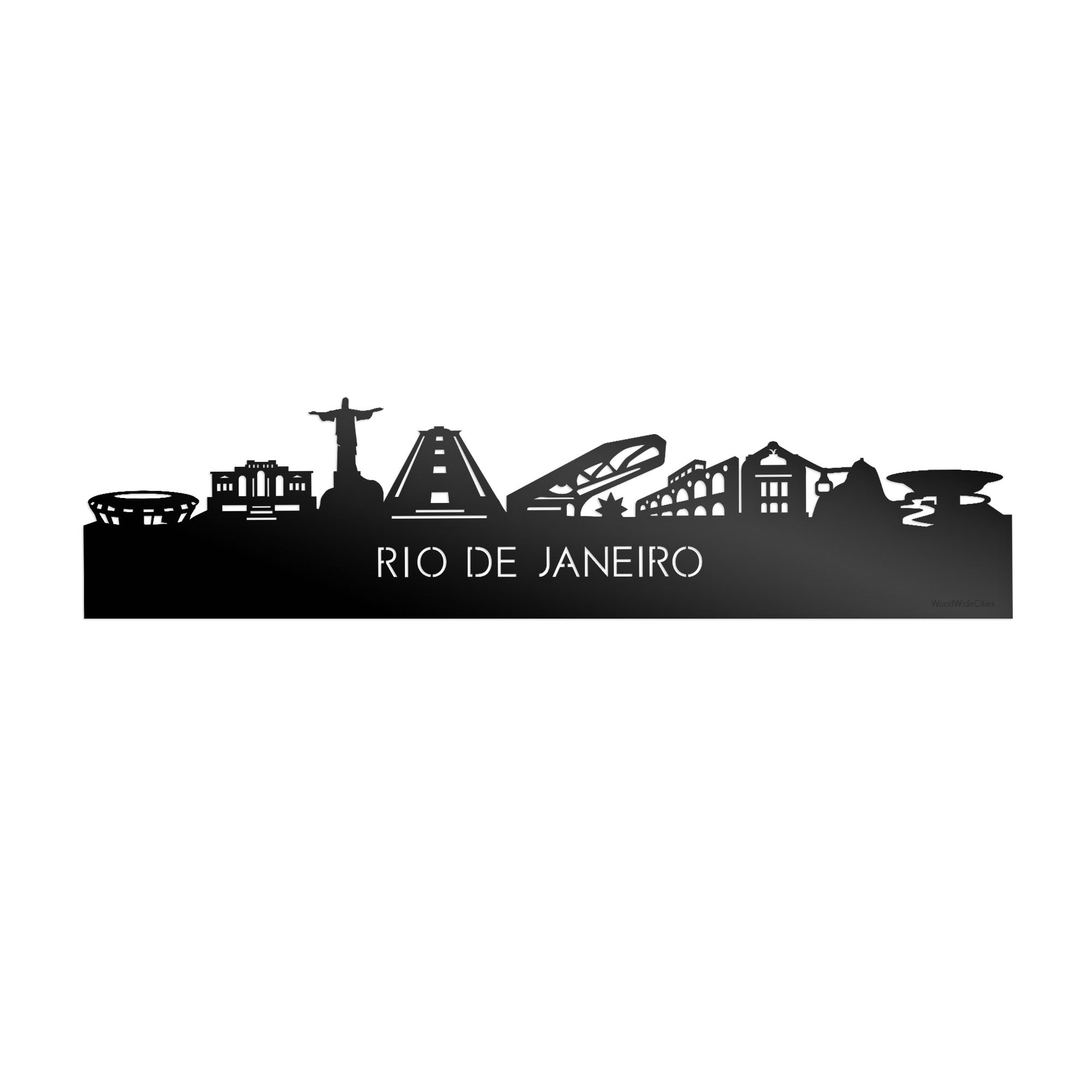 Skyline Rio de Janeiro Zwart Glanzend 80 cm Zonder verlichting houten cadeau decoratie relatiegeschenk van WoodWideCities