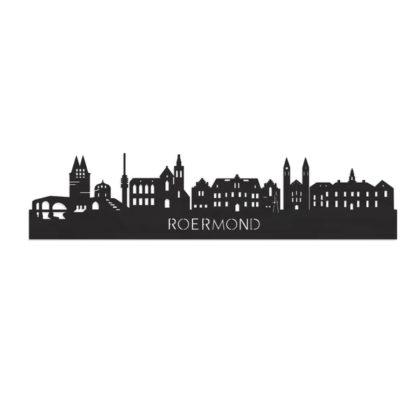 Skyline Roermond Zwart houten cadeau decoratie relatiegeschenk van WoodWideCities