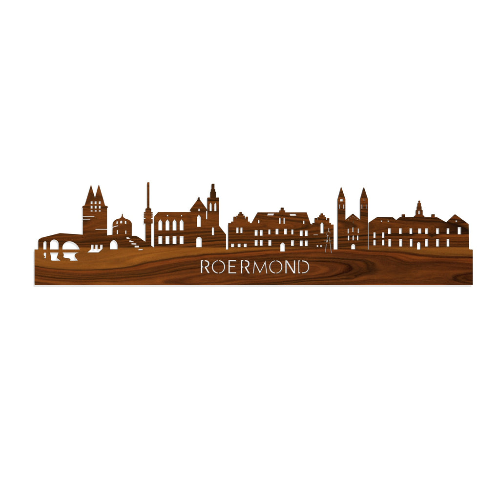Skyline Roermond Palissander houten cadeau decoratie relatiegeschenk van WoodWideCities