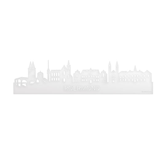 Skyline Roermond Wit glanzend gerecycled kunststof cadeau decoratie relatiegeschenk van WoodWideCities