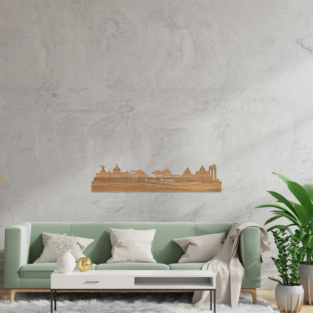 Skyline Rome Eiken houten cadeau decoratie relatiegeschenk van WoodWideCities
