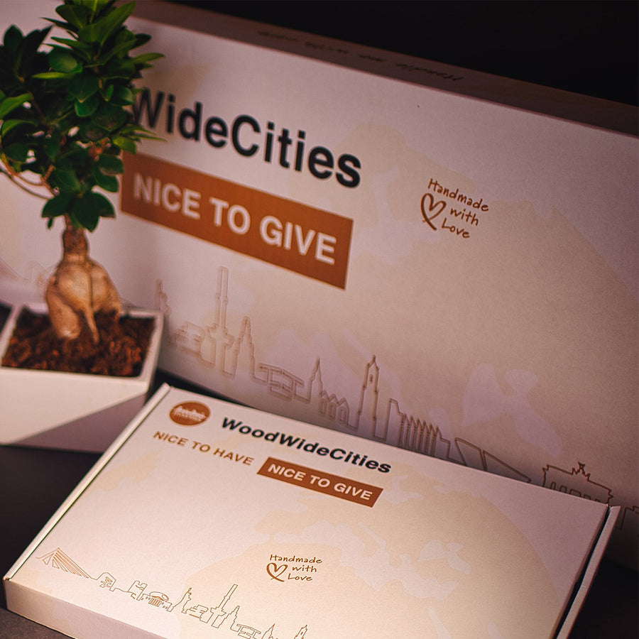 Skyline Rome Metallic Goud gerecycled kunststof cadeau decoratie relatiegeschenk van WoodWideCities