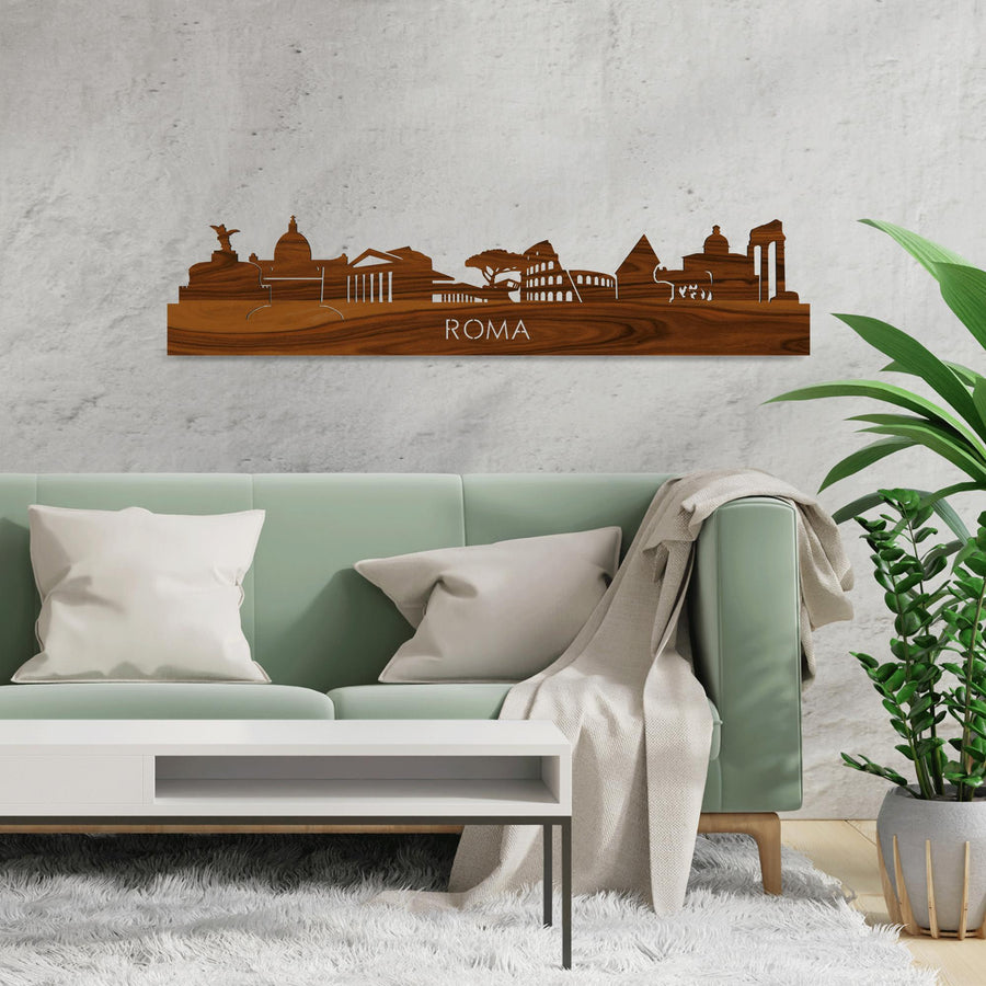 Skyline Rome Palissander houten cadeau decoratie relatiegeschenk van WoodWideCities