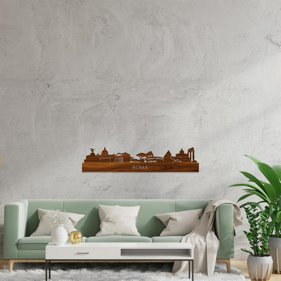 Skyline Rome Palissander houten cadeau decoratie relatiegeschenk van WoodWideCities