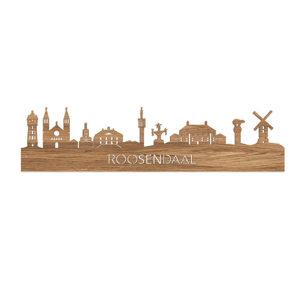 Skyline Roosendaal Eiken houten cadeau decoratie relatiegeschenk van WoodWideCities