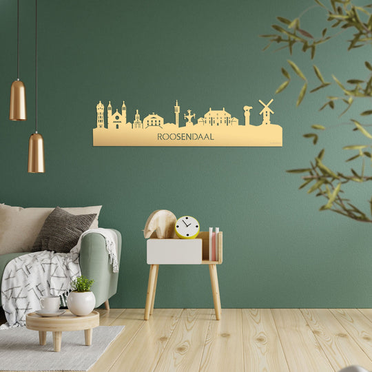 Skyline Roosendaal Metallic Goud gerecycled kunststof cadeau decoratie relatiegeschenk van WoodWideCities