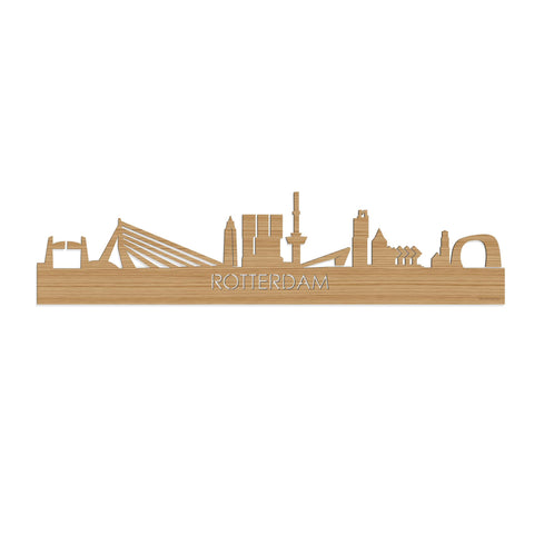 Skyline Rotterdam Bamboe houten cadeau decoratie relatiegeschenk van WoodWideCities