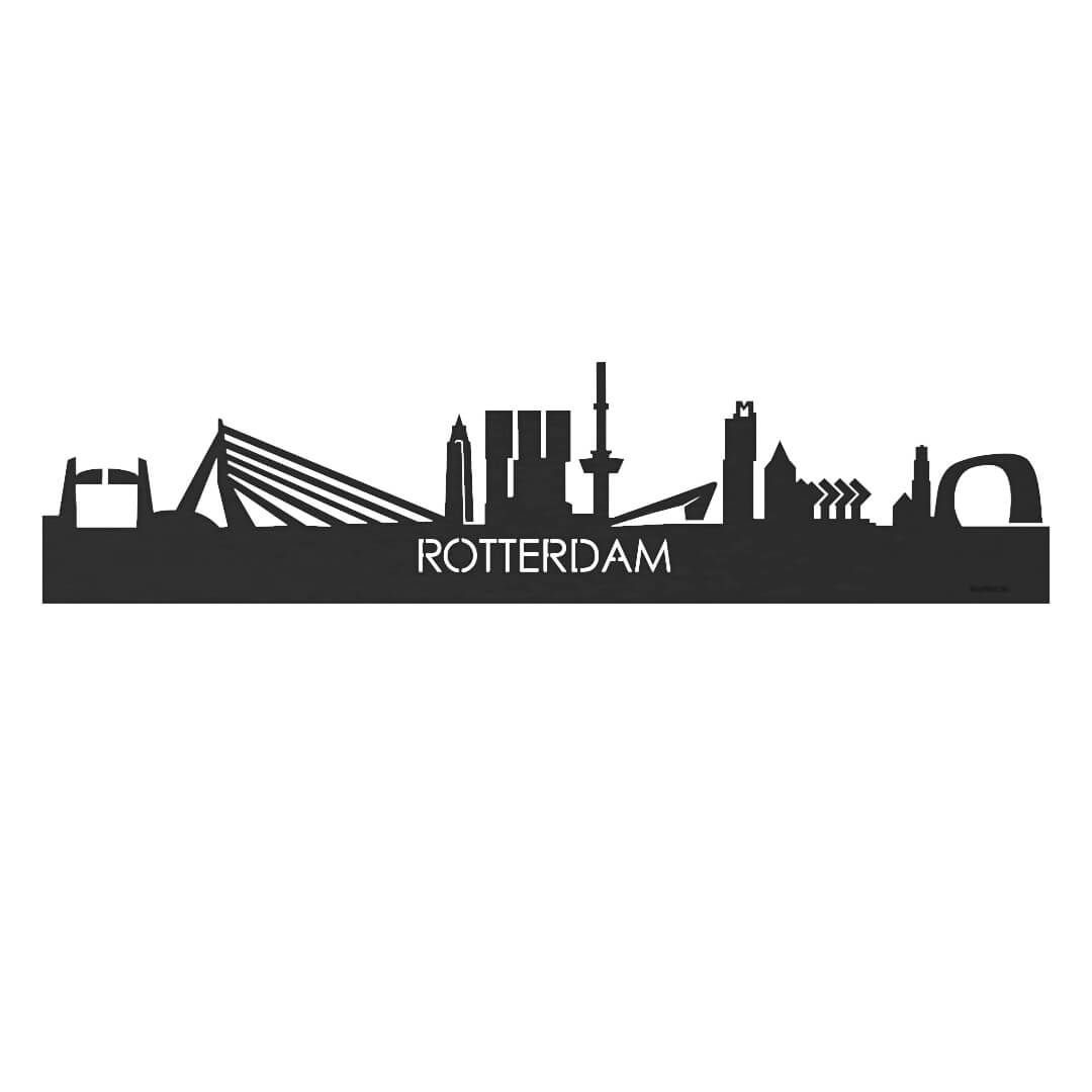 Skyline Rotterdam Black houten cadeau decoratie relatiegeschenk van WoodWideCities