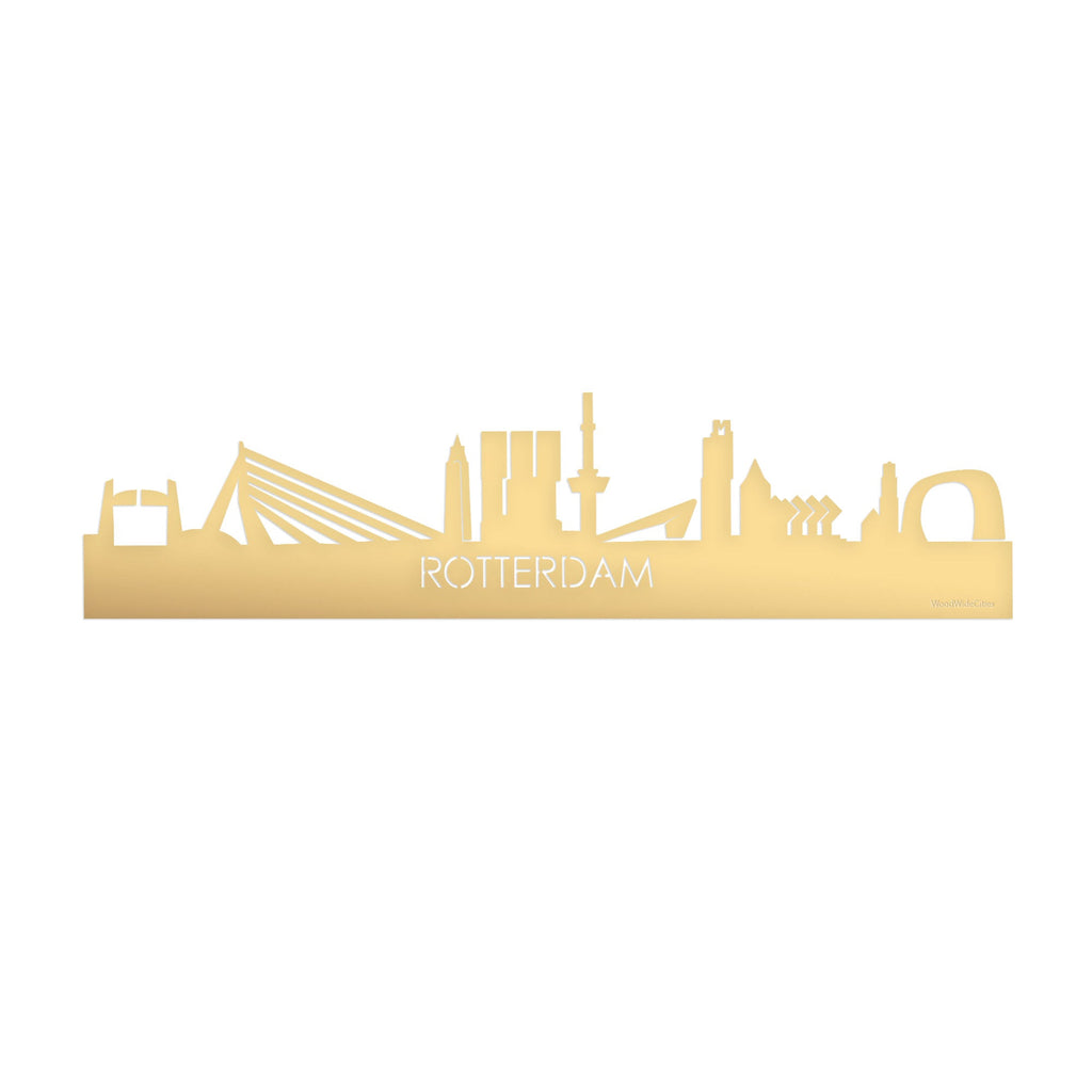 Skyline Rotterdam Metallic Goud gerecycled kunststof cadeau decoratie relatiegeschenk van WoodWideCities